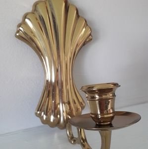 PartyLite Fan Shaped Brass Wall Sconce